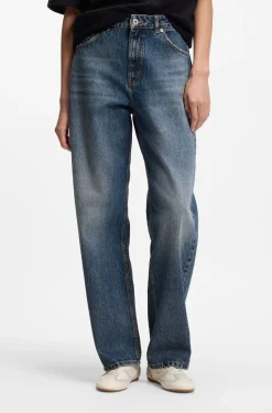 Loose-fit wide-leg jeans in rigid cotton
