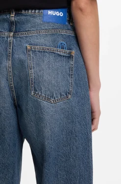 Loose-fit wide-leg jeans in rigid cotton