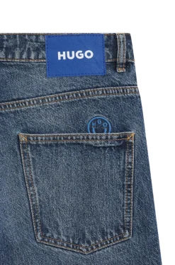 Loose-fit wide-leg jeans in rigid cotton