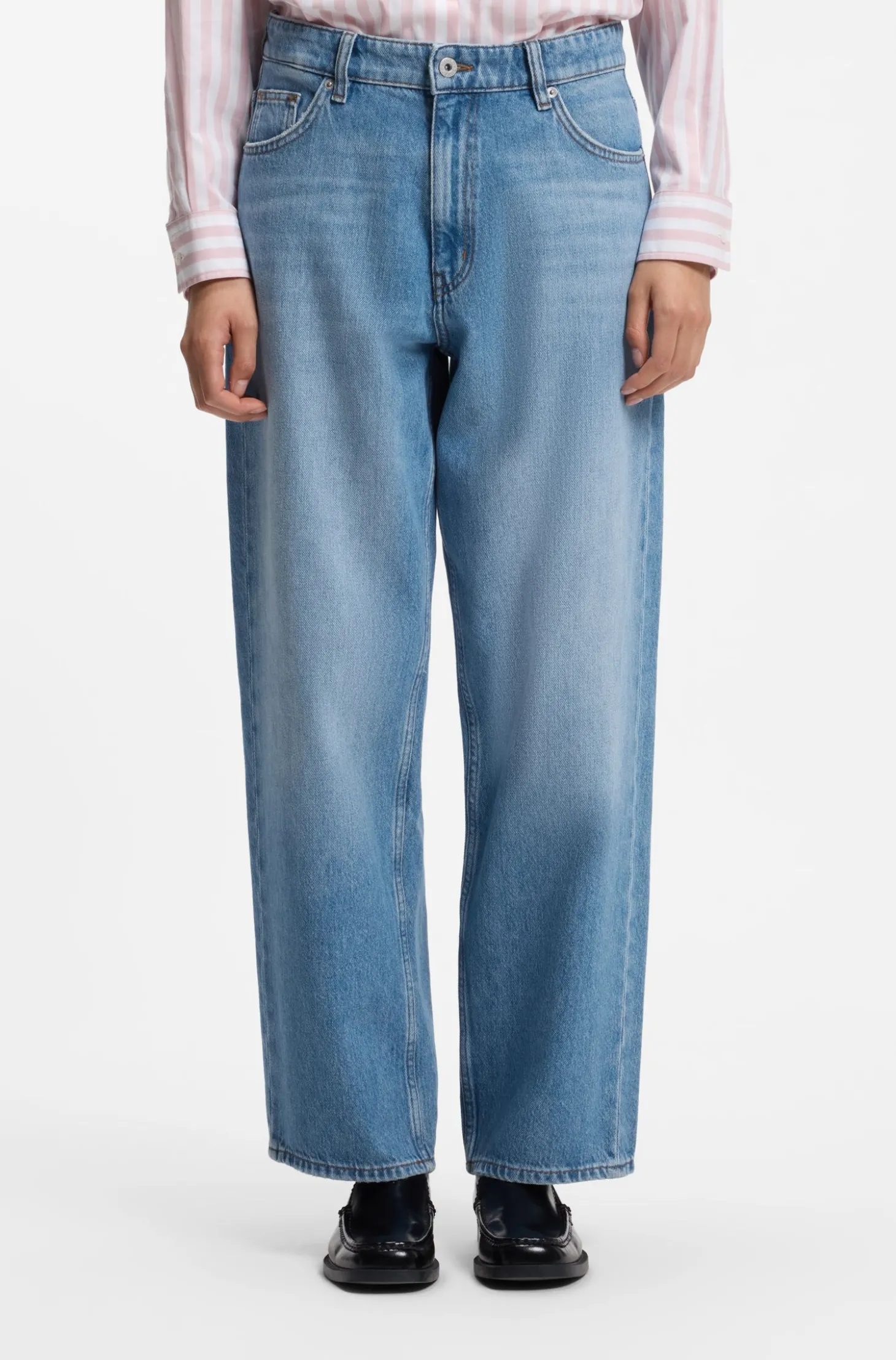 Loose-fit wide-leg jeans with charm accents