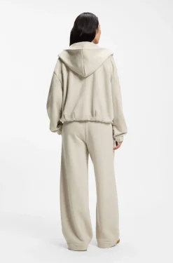 Loose-fit zip-up sweatshirt in melange jersey