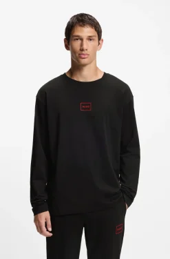 Loungewear top in stretch cotton with logo