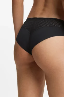 Low-rise briefs with gold plaque and lace monogram