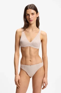 Low-rise briefs with lace and gold accents