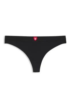 Low-rise ribbed thong with heart logo