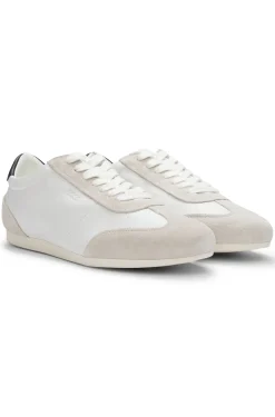 Low-top trainers in leather and suede