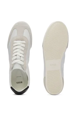 Low-top trainers in leather and suede