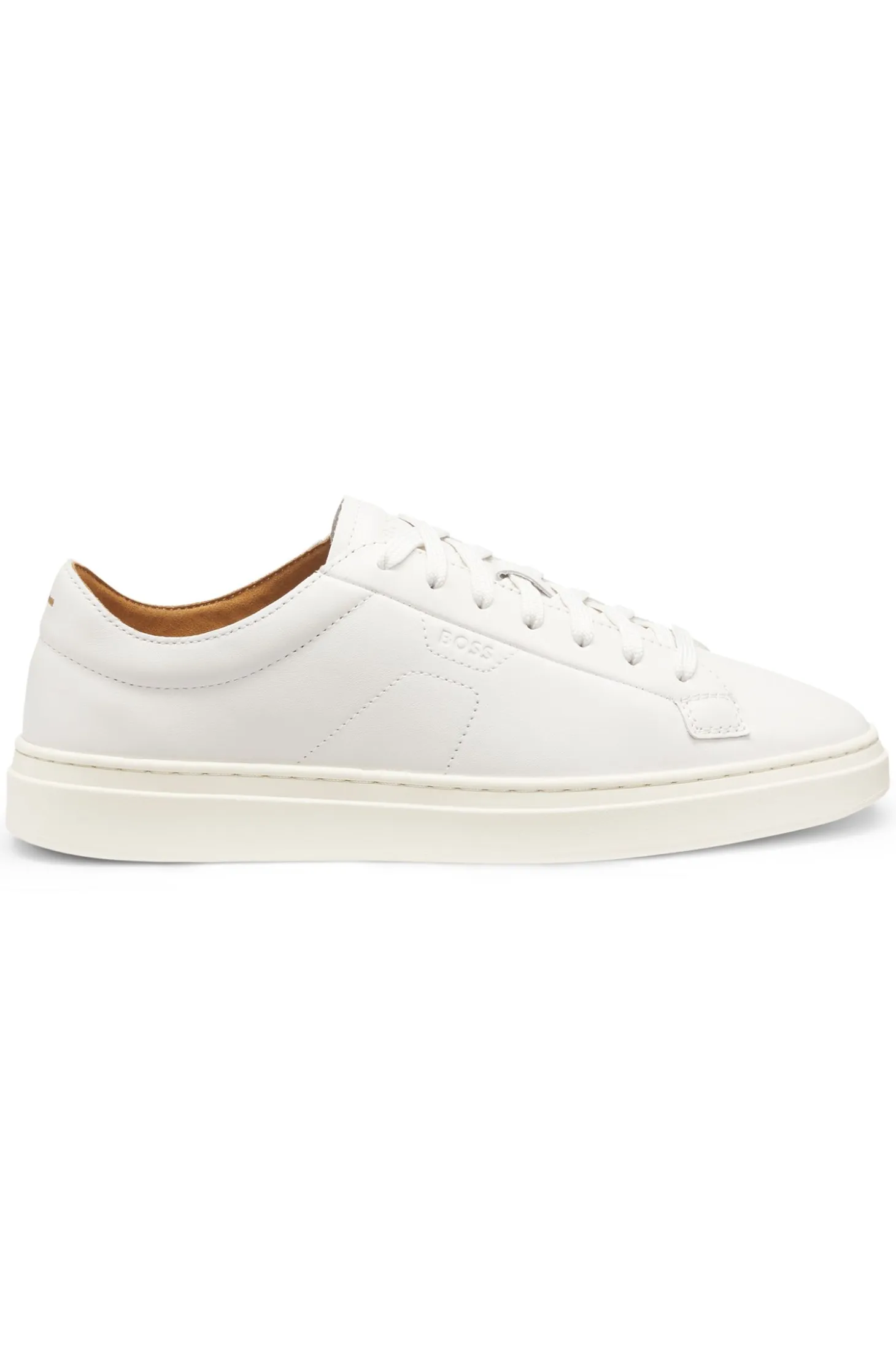 Low-top trainers in leather with embossed logo