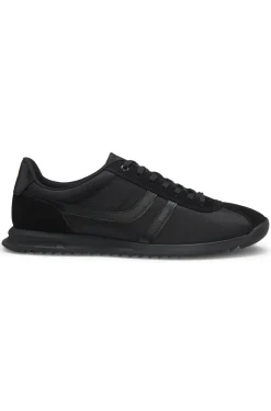 Low-top trainers with faux-leather trims
