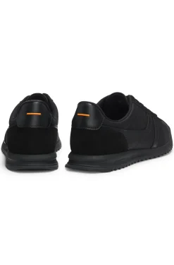 Low-top trainers with faux-leather trims