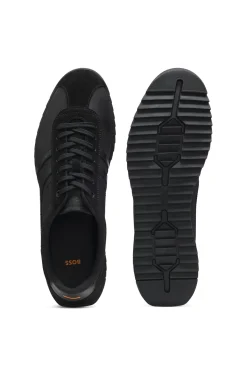 Low-top trainers with faux-leather trims