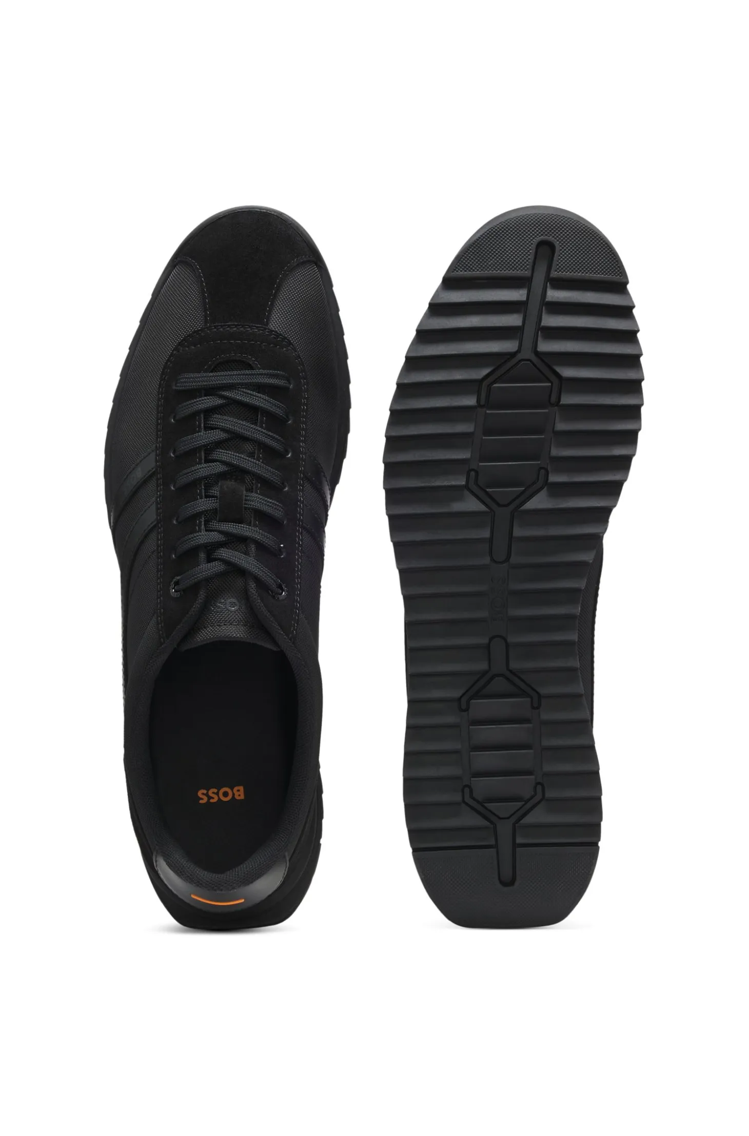 Low-top trainers with faux-leather trims