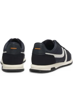 Low-top trainers with faux-leather trims