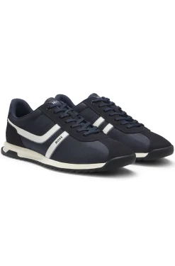 Low-top trainers with faux-leather trims