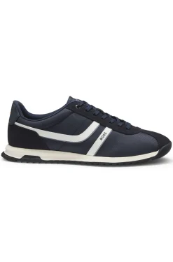Low-top trainers with faux-leather trims