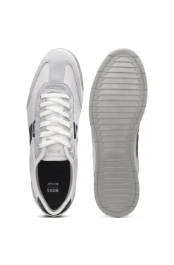 Low-top trainers with structured trims