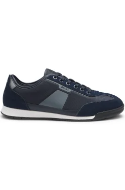 Low-top trainers with structured trims