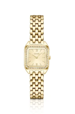 Mae Petite gold-tone watch with crystal-set bezel