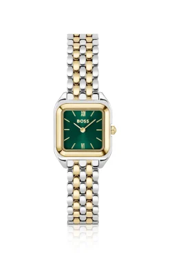 MAE PETITE Green-dial watch with two-tone bracelet