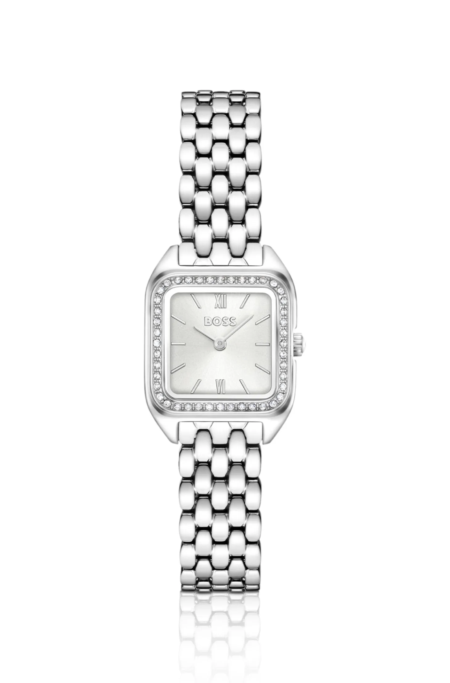 Mae Petite stainless-steel watch with crystal-set bezel