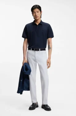 Maine regular-fit trousers in stretch-cotton dobby fabric