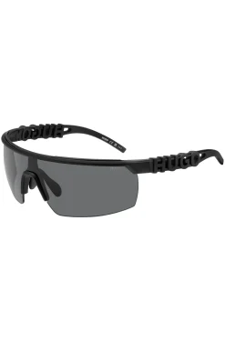 Mask-style sunglasses in black with 3D-logo temples