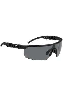 Mask-style sunglasses in black with 3D-logo temples