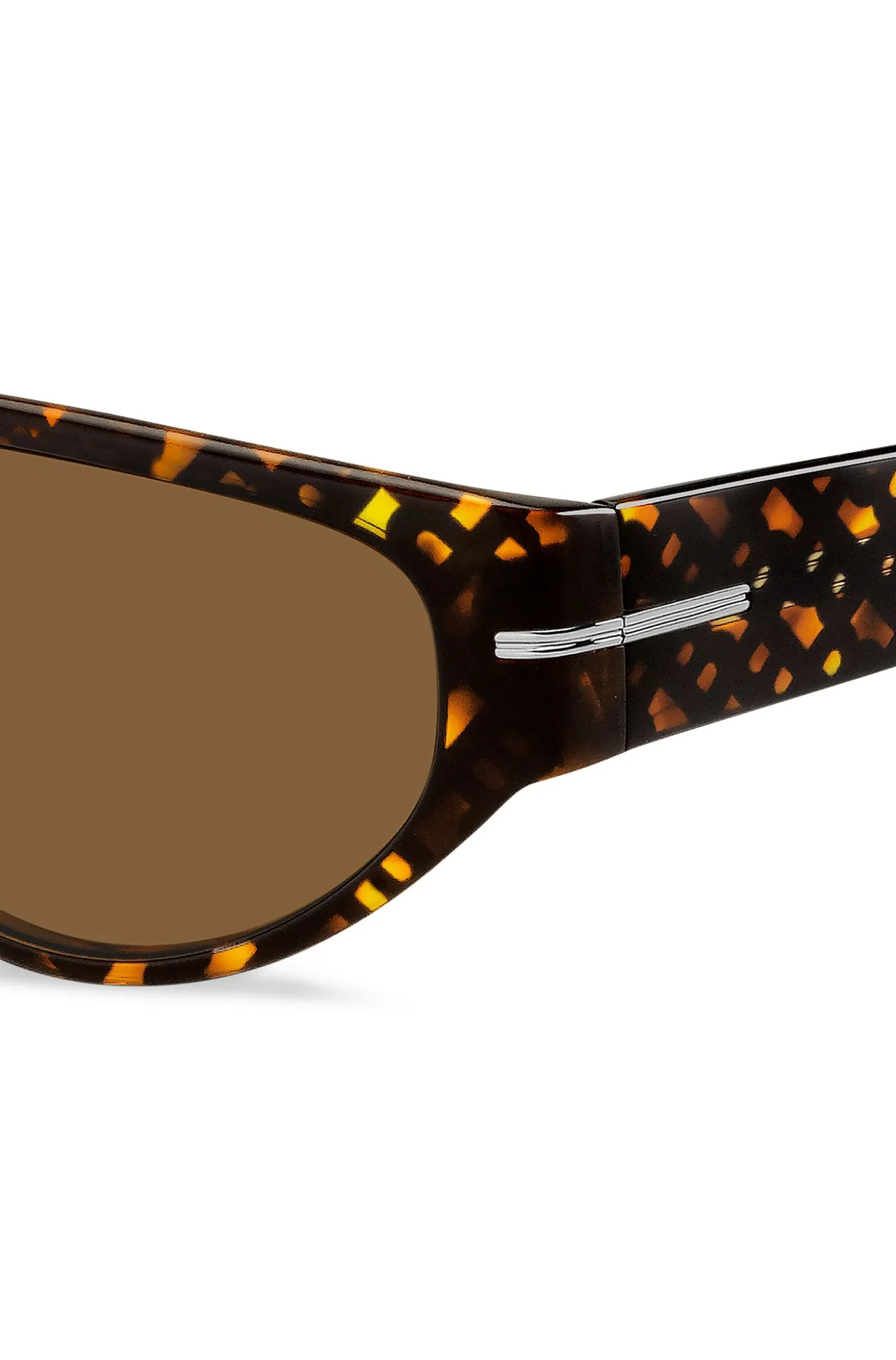 Mask-style sunglasses in monogram-patterned acetate