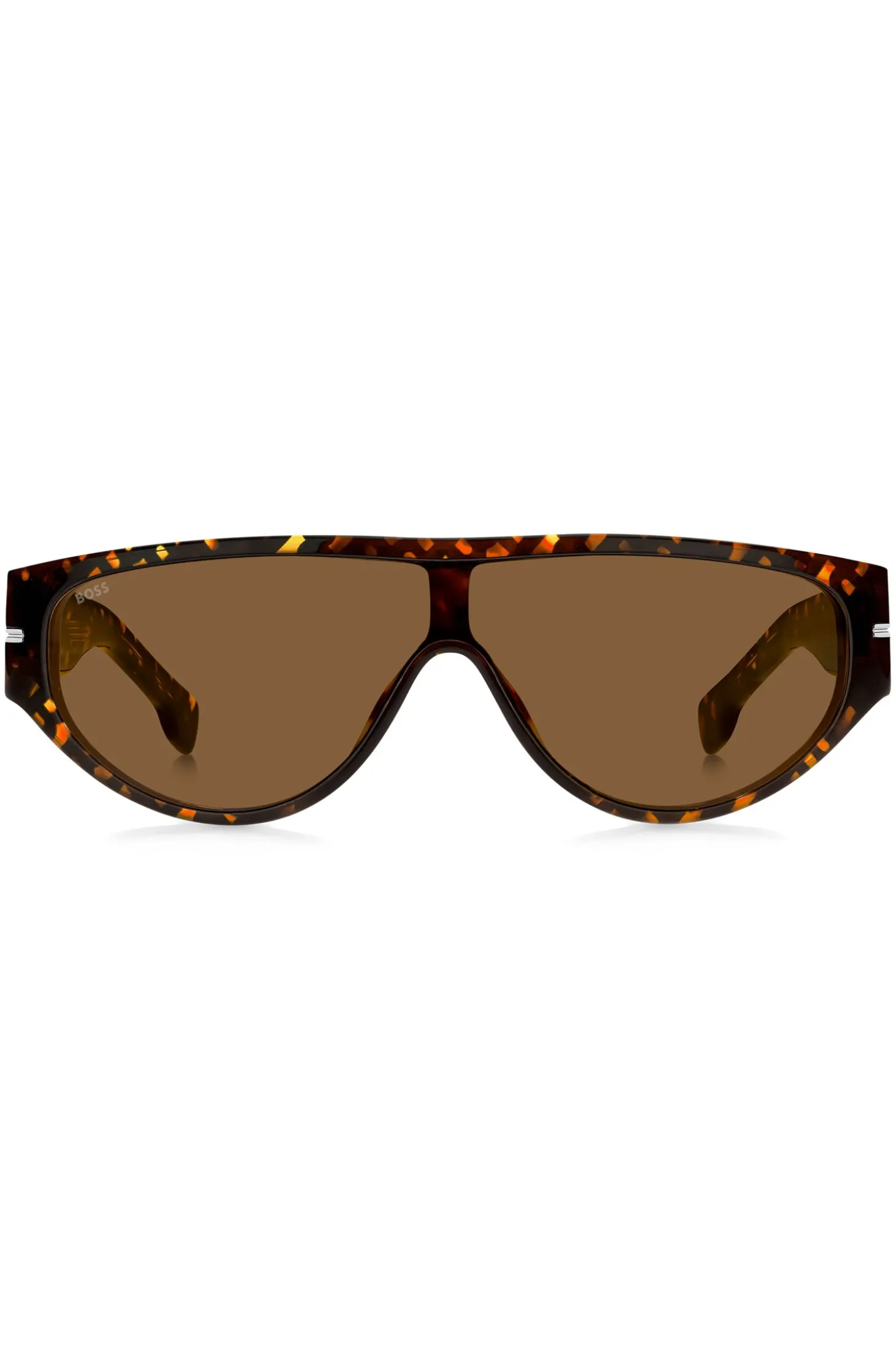 Mask-style sunglasses in monogram-patterned acetate