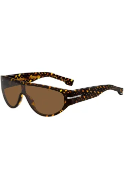 Mask-style sunglasses in monogram-patterned acetate