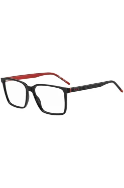 Matte-black optical frames with patterned temples