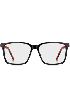 Matte-black optical frames with patterned temples