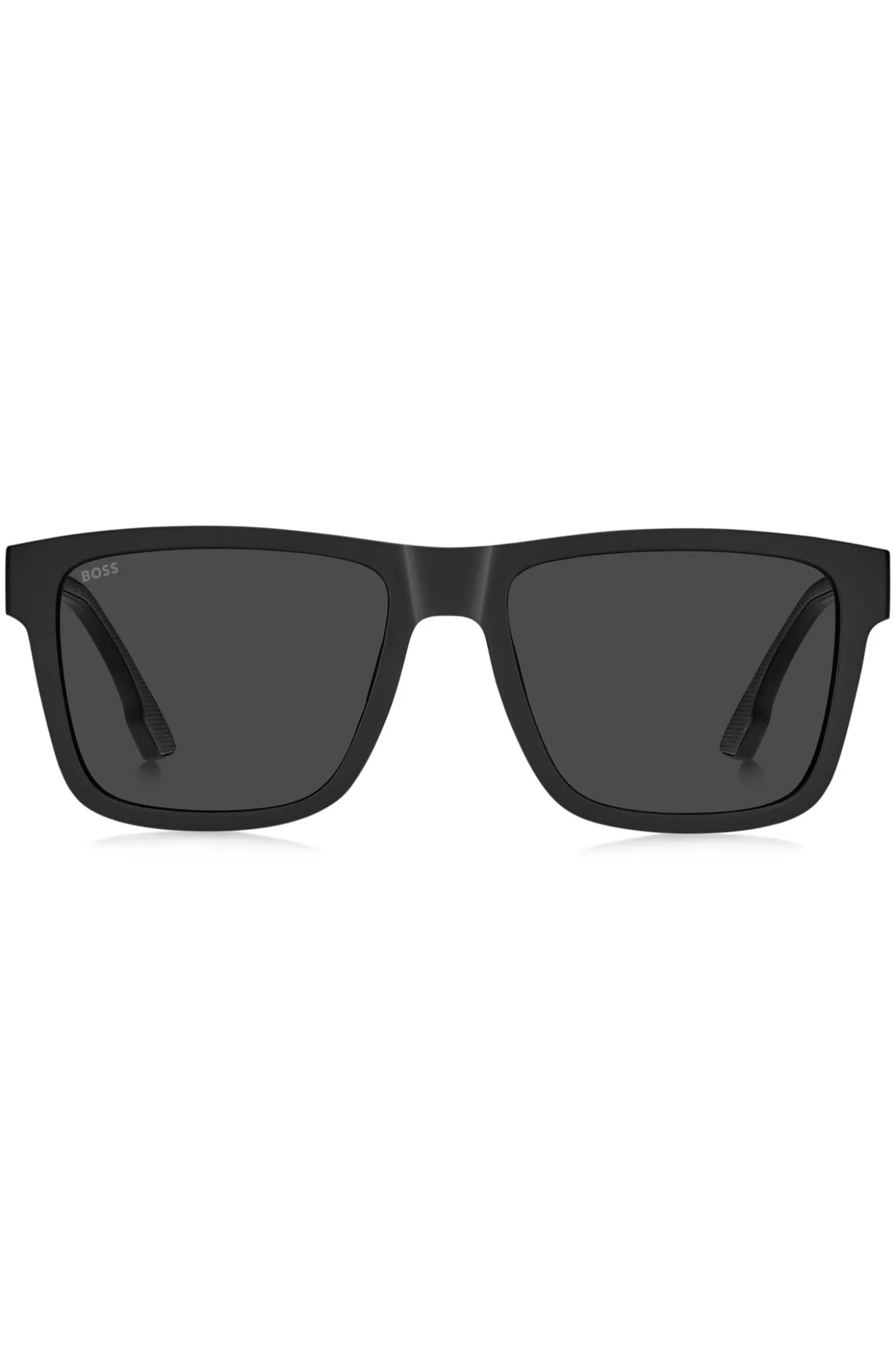 Matte-black sunglasses with logo insert