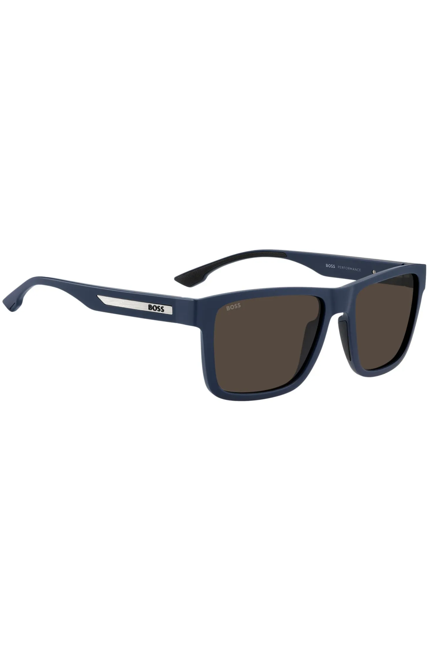 Matte-blue sunglasses with logo insert