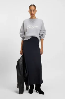 Maxi skirt in crinkle satin