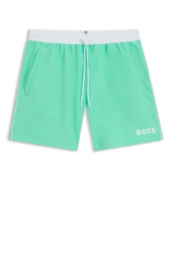 Medium-length swim shorts with contrast details