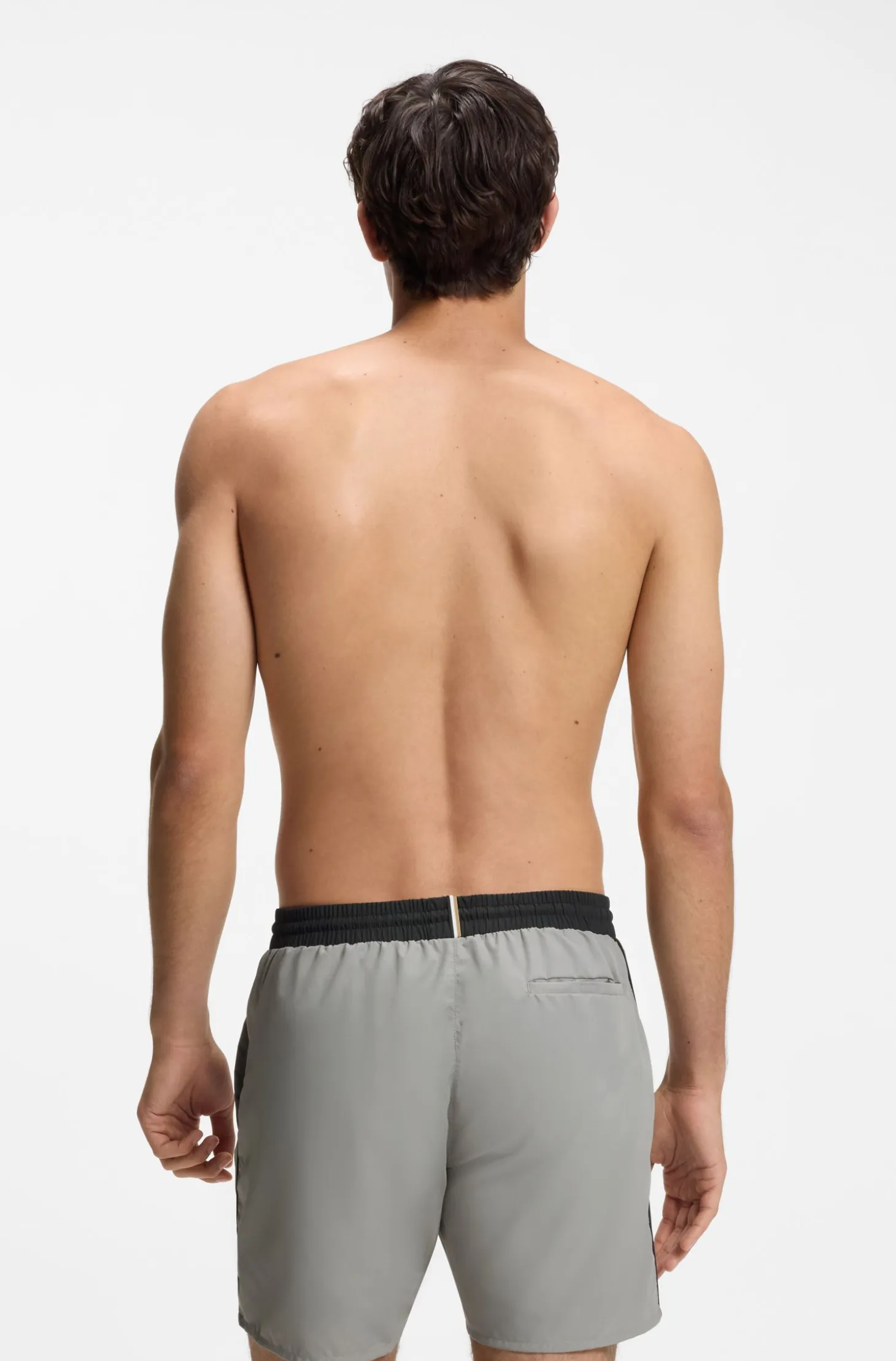 Medium-length swim shorts with contrast details