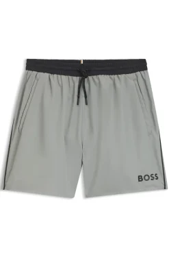 Medium-length swim shorts with contrast details