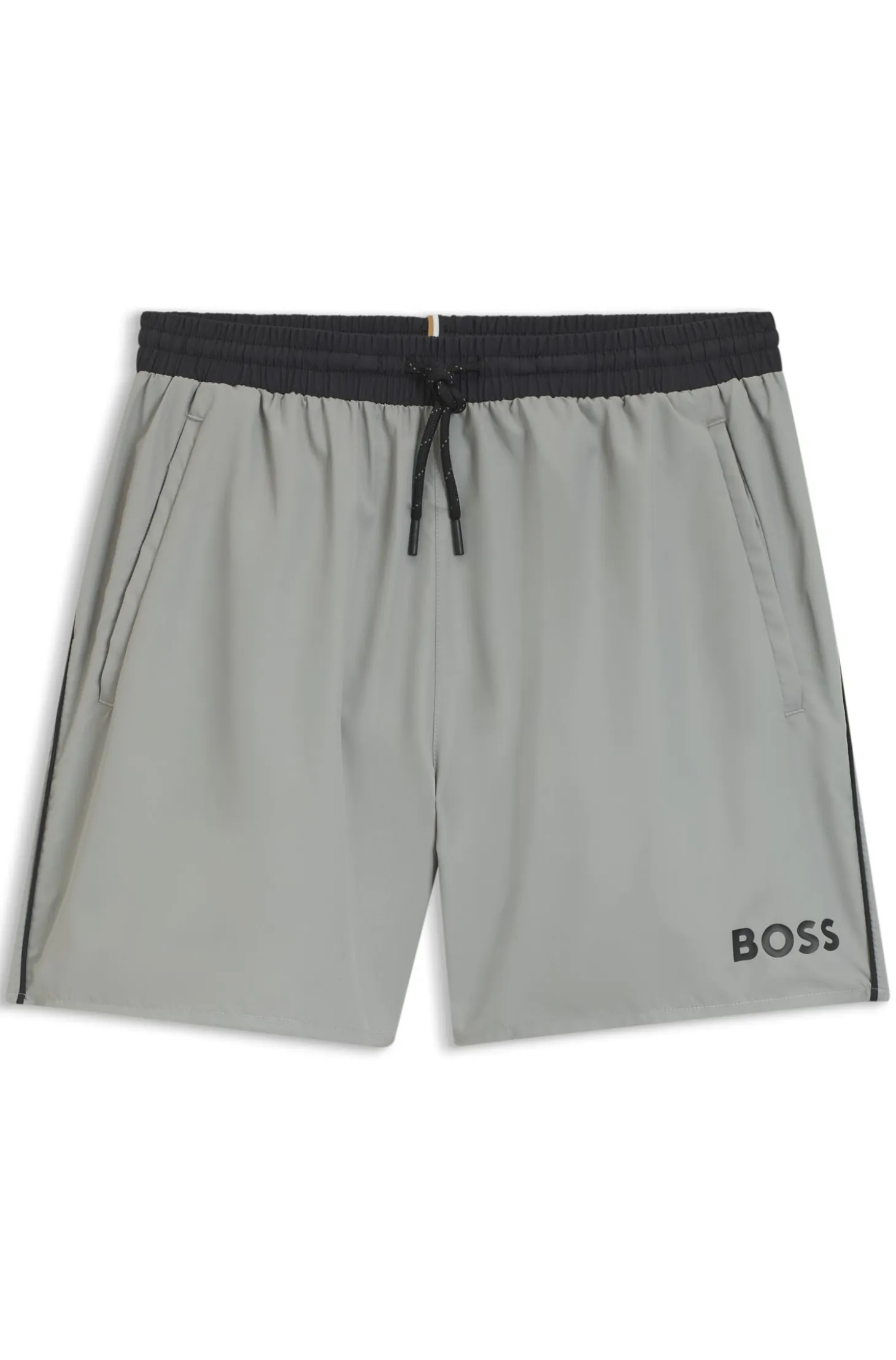 Medium-length swim shorts with contrast details