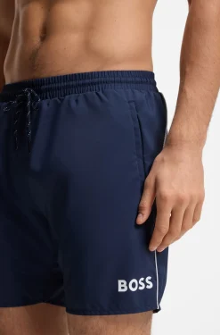 Medium-length swim shorts with contrast details
