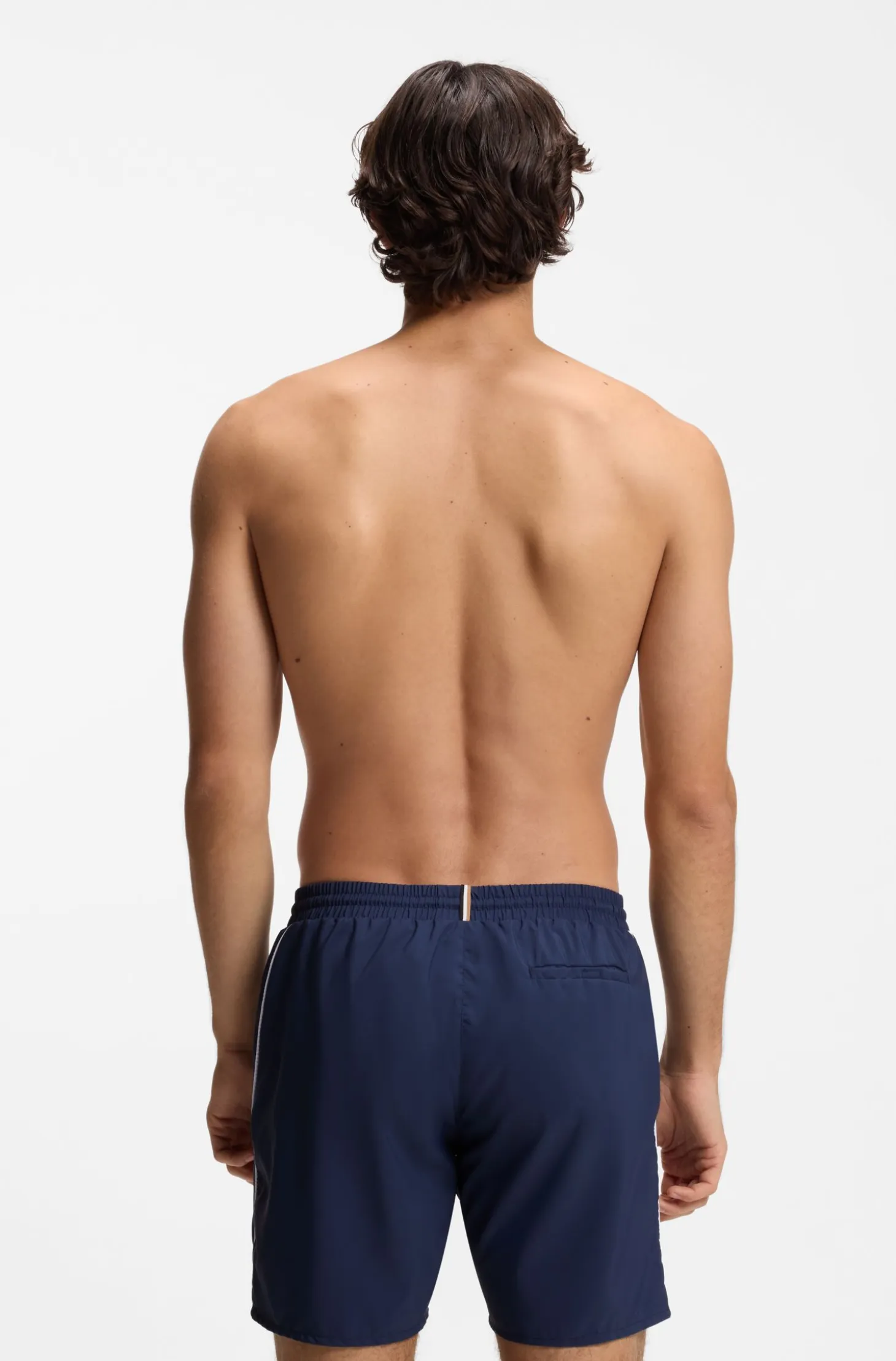 Medium-length swim shorts with contrast details