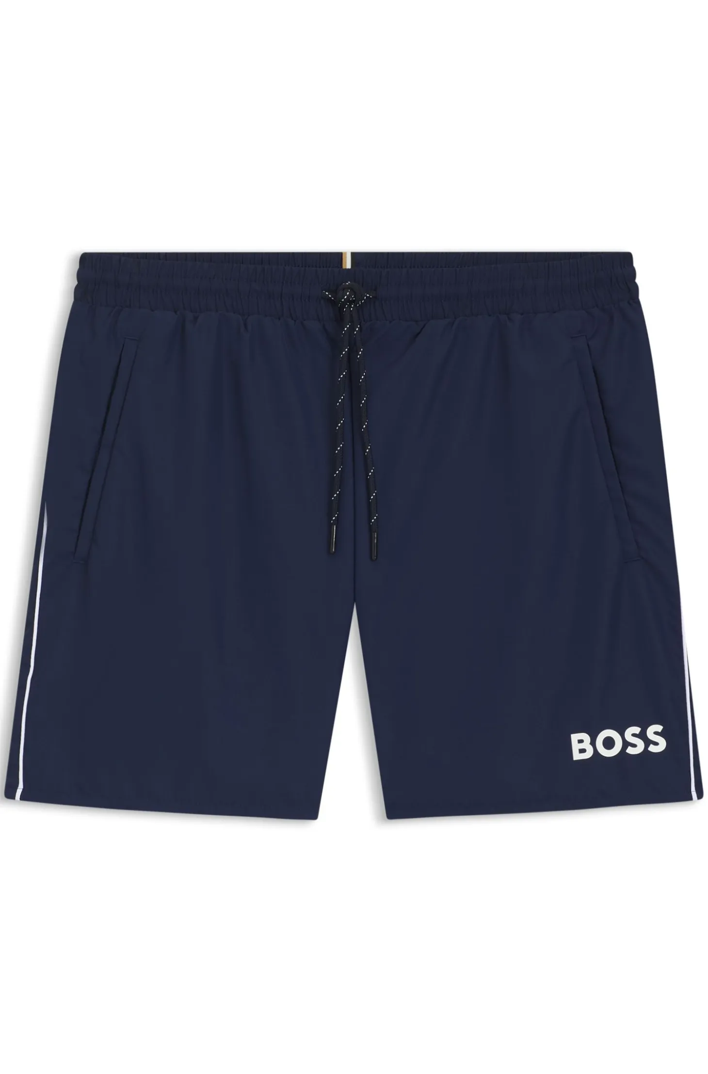 Medium-length swim shorts with contrast details