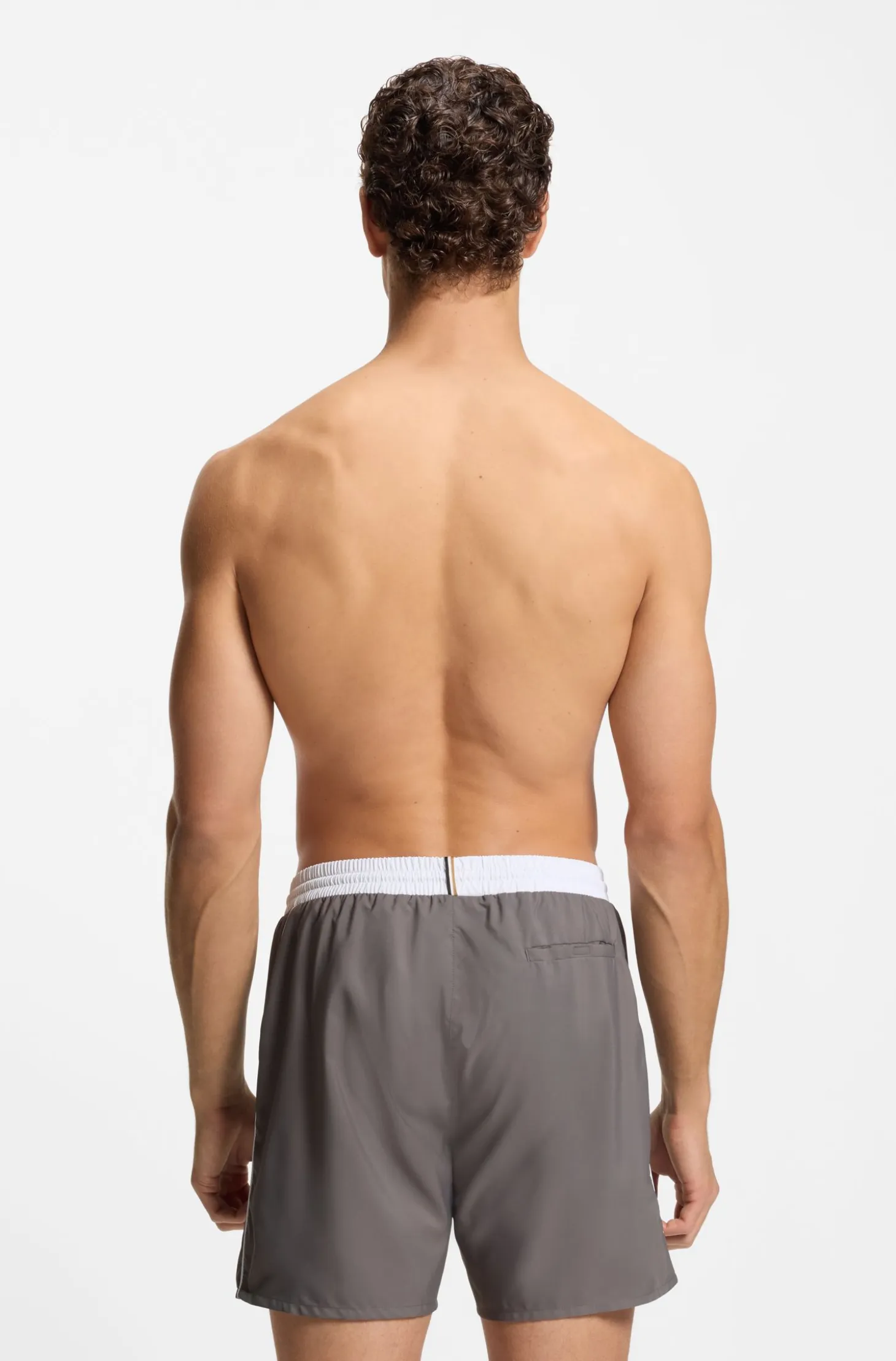 Medium-length swim shorts with contrast details