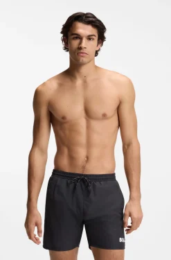 Medium-length swim shorts with contrast details
