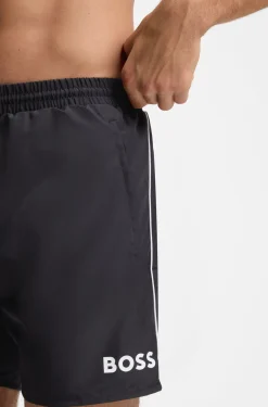 Medium-length swim shorts with contrast details
