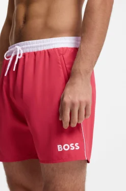 Medium-length swim shorts with contrast details