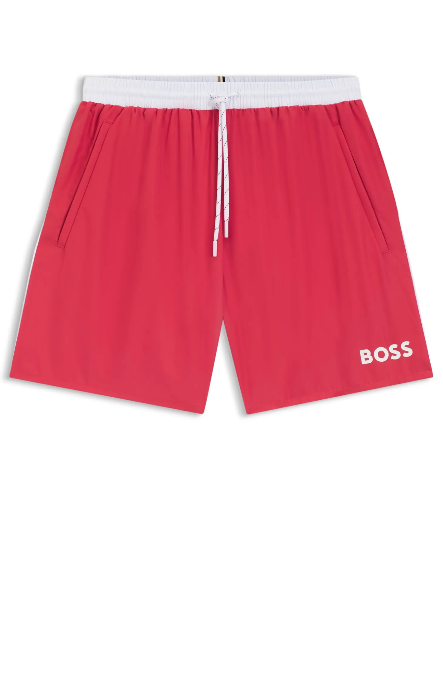 Medium-length swim shorts with contrast details