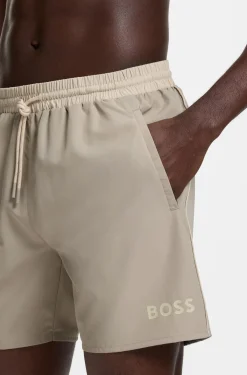 Medium-length swim shorts with contrast details