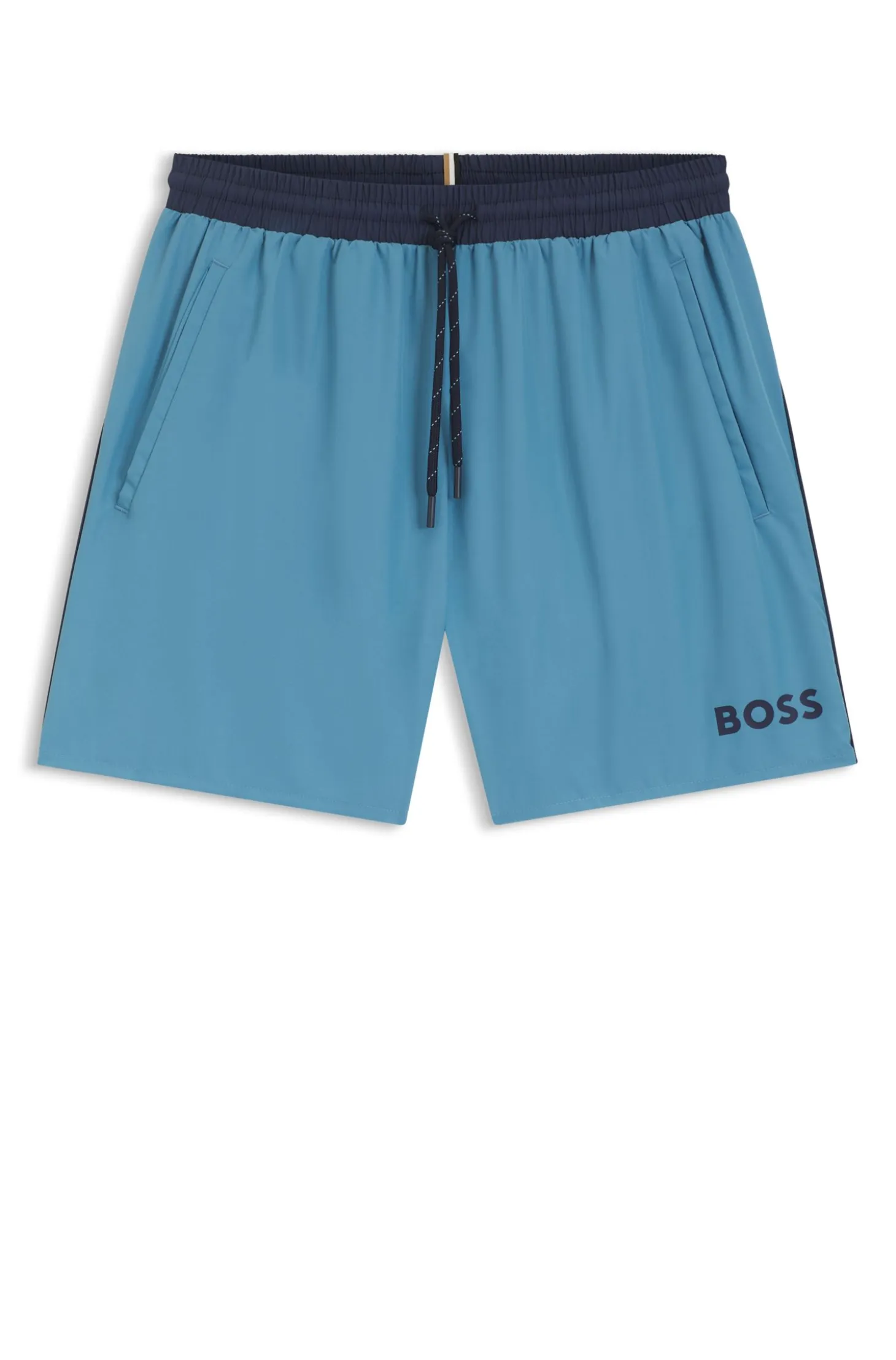 Medium-length swim shorts with contrast details