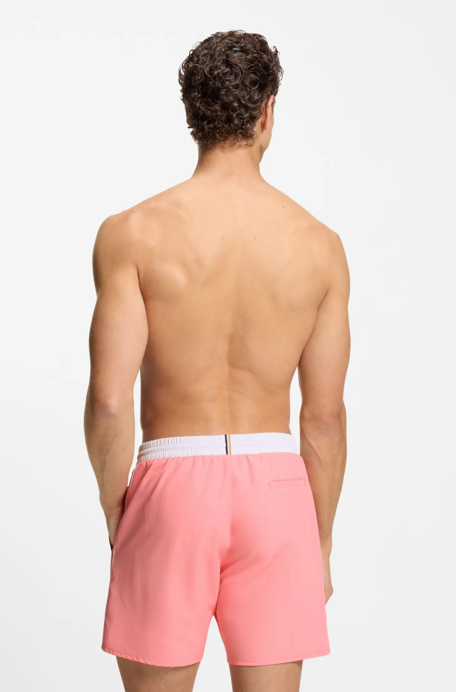 Medium-length swim shorts with contrast details